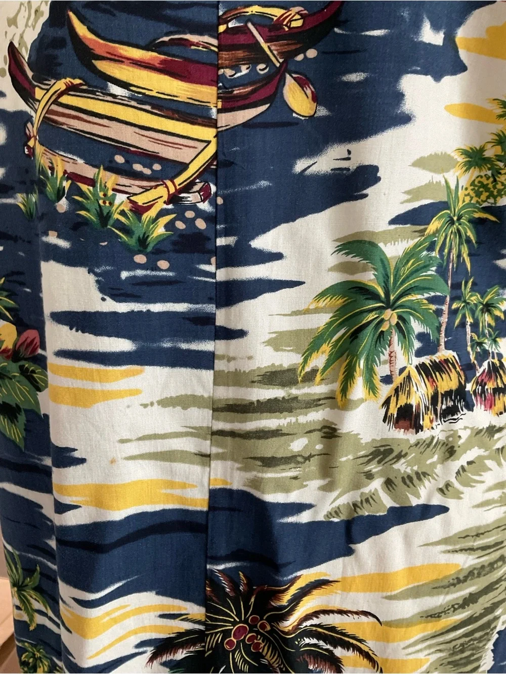 Vintage Hilo Hattie Hawaiian Dress MIDI Tank Scenic Outrigger Floral Blue M - Picture 4 of 6